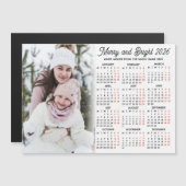 Invitation Magnétique Photo White Calendar 2026 Family Magnetic Card (Devant / Derrière)