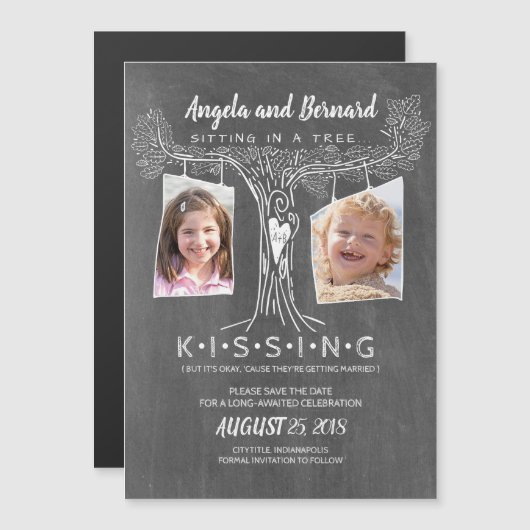 Invitation Magnétique Photos amusantes de l'école | Love Oak Tree Enregi (Devant / Derrière)