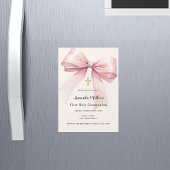 Invitation Magnétique Pink bow crème fille Première communion