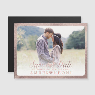 Invitation Magnétique PixDezines Sauvegardez Notre Date/Faux Rose Gold