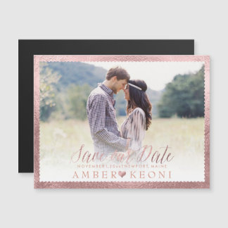 Invitation Magnétique PixDezines Sauvez notre date/Faux Rose Gold