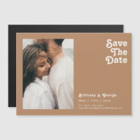 Plage Retro | Brown Horizontal Enregistrer La Date