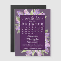 Plum Purple Lilacs Mariage Enregistrer la date Cal
