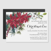 Invitation Magnétique Poinsettia Fête Florale Soirée de Noël Dîner (Devant / Derrière)