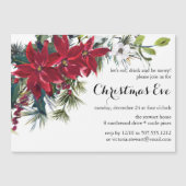Invitation Magnétique Poinsettia Fête Florale Soirée de Noël Dîner (Devant)