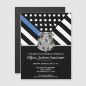 Invitation Magnétique Police Application de la loi Retraite Ligne bleue (Devant / Derrière)