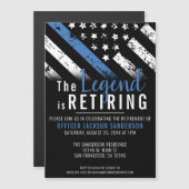 Invitation Magnétique Police Retraite Ligne bleue Drapeau Application de (Devant / Derrière)