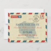 Invitation Magnétique POLOGNE Antique Airmail Enregistrer la date (Recto)