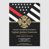 Invitation Magnétique Pompier Retraite Ligne Rouge Flag Flaman (Devant)