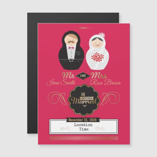 Invitation Magnétique Poupées d'imbrication (Devant / Derrière)