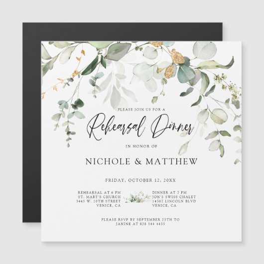 Invitation magnétique pour dîner de répétition de (Devant / Derrière)