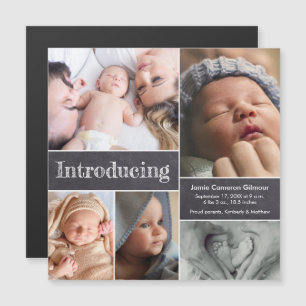 Invitation Magnétique Premier collage photo pour bébé Introduction naiss