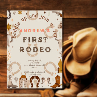 Invitation Magnétique Premier Rodeo Horseshoe Motif Pays