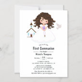 Invitation Magnétique Première communion d'une fille (Recto)