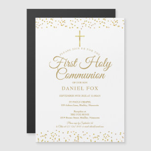 Invitation Magnétique Première communion Poussière d'Or