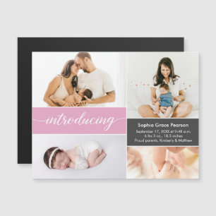 Invitation Magnétique Présentation des photos de bébé Blue Custom