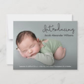 Invitation Magnétique Présentation moderne Script Custom Baby boy Photo (Recto)