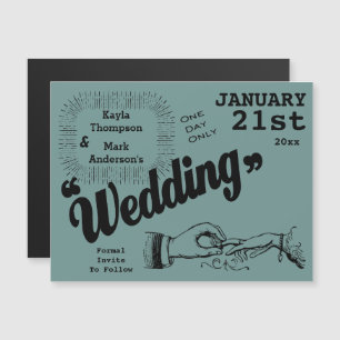 Invitation Magnétique Production Vintage Enregistrer La Date