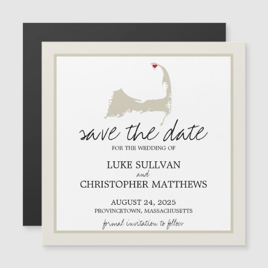 Invitation Magnétique Provincetown Cape Cod Wedding Enregistrer la date (Devant / Derrière)