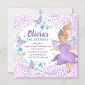 Invitation Magnétique Purple Fairy Papillon Coeur Confetti Anniversaire (Recto)