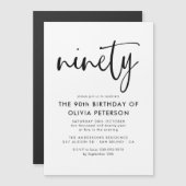 Invitation Magnétique Quatre-vingts | 90e Soirée d'Anniversaire Noir & B (Devant / Derrière)