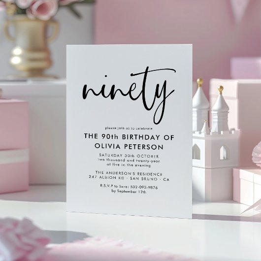 Invitation Magnétique Quatre-vingts | 90e Soirée d'Anniversaire Noir & B