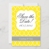 Invitation Magnétique Quatrefoil Blanc Jaune Enregistrer l'aimant Date (Recto)