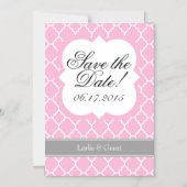 Invitation Magnétique Quatrefoil Blanc Rose Enregistrer l'aimant Date (Recto)