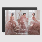 Invitation Magnétique Quinceañera Enregistrer la date 3 Photo Collage Mi (Devant / Derrière)