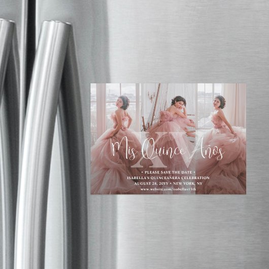 Invitation Magnétique Quinceañera Enregistrer la date 3 Photo Collage Mi