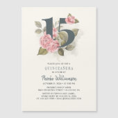 Invitation Magnétique Quinceanera Floral rustique 15e anniversaire (Devant)