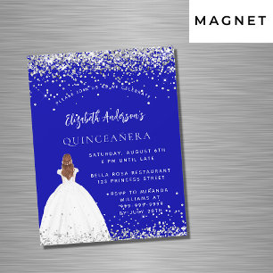 Invitation Magnétique Quinceanera robe de parties scintillant bleue roya