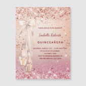 Invitation Magnétique Quinceanera rose or rose ballerine luxe (Devant)