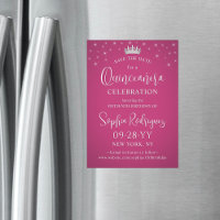 Quinceañera Sauvez la date Elégant Fuschia rose