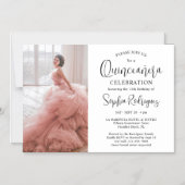 Invitation Magnétique Quinceañera Simple Photo moderne 15e anniversaire (Recto)