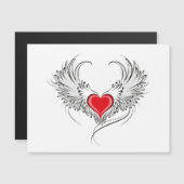 Invitation Magnétique Red Angel Coeur avec ailes (Devant / Derrière)