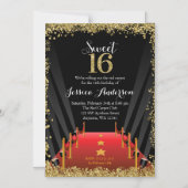 Invitation Magnétique Red Carpet Hollywood Parties scintillant Sweet 16 (Recto)
