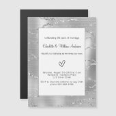 Invitation Magnétique Renouvellement voeu argent luxe mariage (Devant / Derrière)