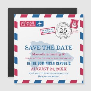 Invitation Magnétique République Dominicaine Airmail Fête d'anniversaire