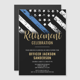 Invitation Magnétique Retraite de la police Ligne Bleue Mince Applicatio