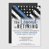 Invitation Magnétique Retraite de la police Ligne Bleue Mince Applicatio (Devant / Derrière)