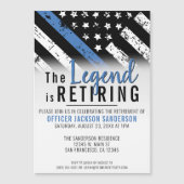 Invitation Magnétique Retraite de la police Ligne Bleue Mince Applicatio (Devant)