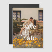 Invitation Magnétique Retro Elegant Script Photo Wedding Save The Date (Devant / Derrière)