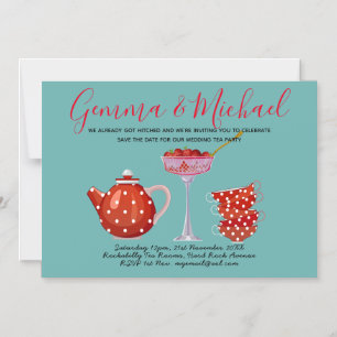 Invitation Magnétique Rétro Étape Enregistrer La Date Mariage Thé Party 