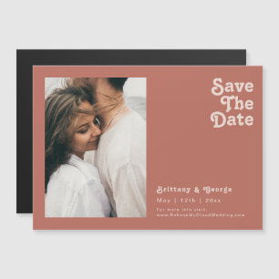 Invitation Magnétique Rétro simple   Ancien Rose Horizontal Enregistrer 