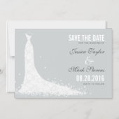 Invitation Magnétique Robe Mariage White & GreyLace Enregistrer La Date (Recto)