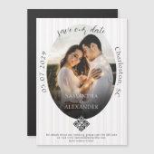 Invitation Magnétique Romantique 1 Photo Gribouillage Code QR Save the D (Devant / Derrière)