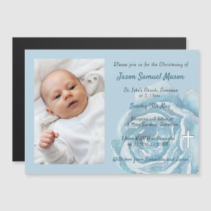 Invitation Magnétique Rose bleue scintillante