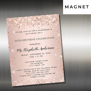 Invitation Magnétique Rose de fête d'anniversaire or élégant luxe formel