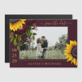 Invitation Magnétique Rose de tournesol script rustique enregistrer date (Devant / Derrière)
